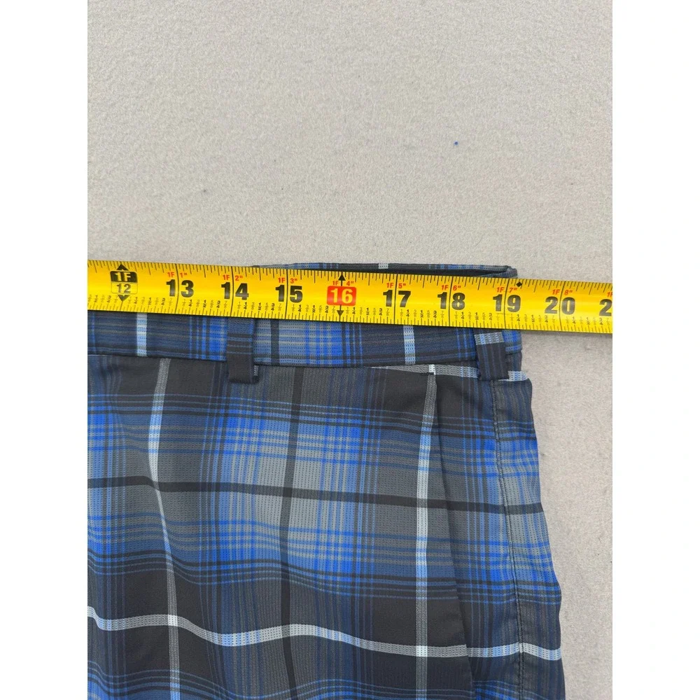 Nike Golf Dri-FIT Plaid Shorts Mens 38 Blue/Black Plaid Checkered Performance